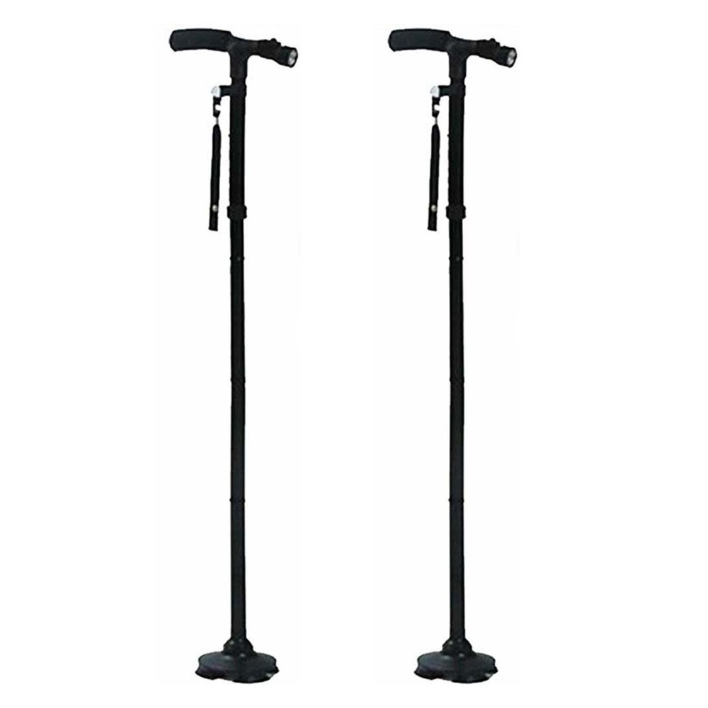 2 Pack Foldable Retractable LED Walking Cane Stick Adjustable Cane Trekking Pole