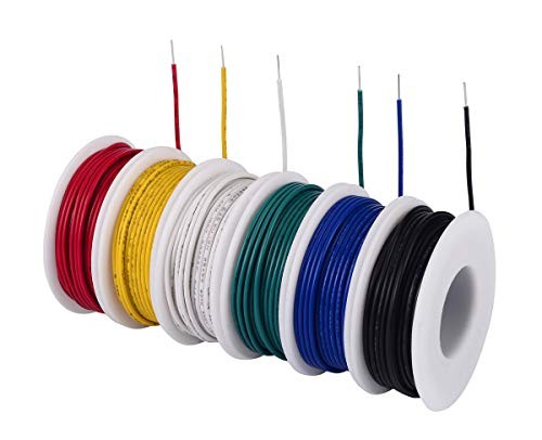 24 AWG Solid Core Hookup Wire Kit, 6 24 AWG Solid Core 6 Colors 30 ft