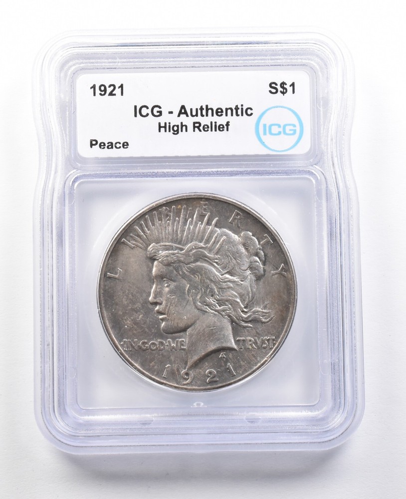 1921 Peace Silver Dollar High Relief Authentic ICG *3493