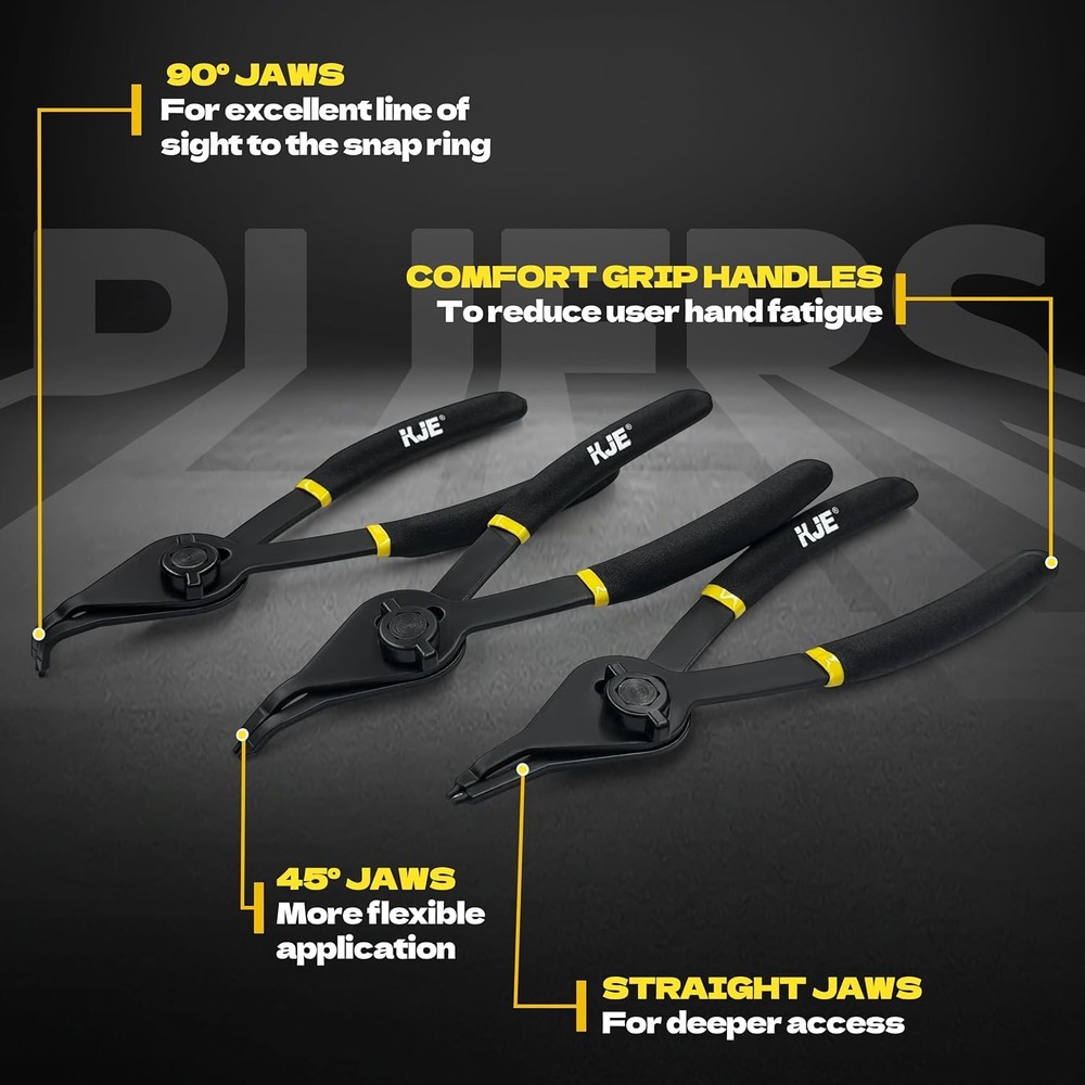 12Pcs Heavy Duty Snap Ring Pliers Set Fixed Jaw Tips Internal External