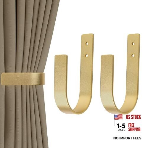 Pack Modern Curtain Holdbacks Curtain Tiebacks Wall Mount Solid 2 Gold