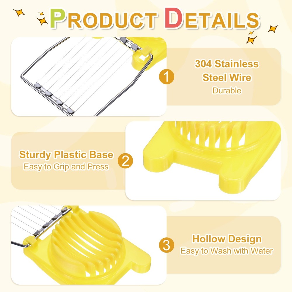 3 Pack Egg Slicer for Hard Boiled Eggs, Yellow
