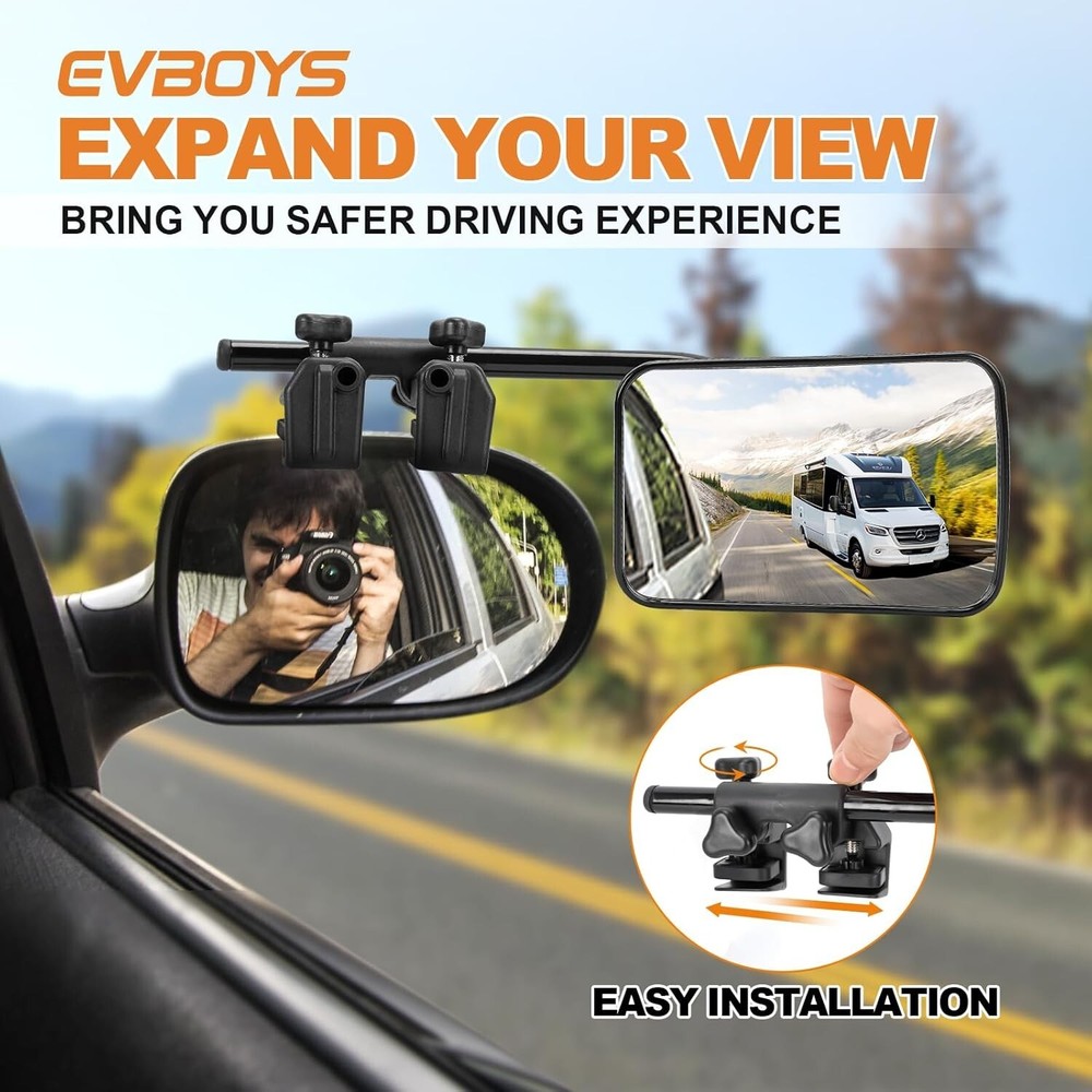 Universal Clip on Towing Mirrors 360° Adjustable Trailer Mirror Extender