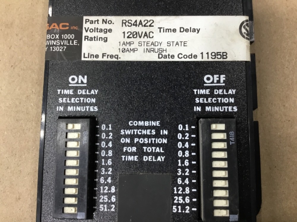 SSAC RS4A22 Solid State Relay Time Delay 120 V #21G93RM