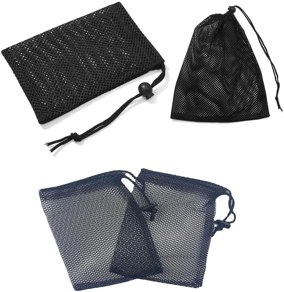 10PCS Black Mesh Drawstring Bags, Portable
