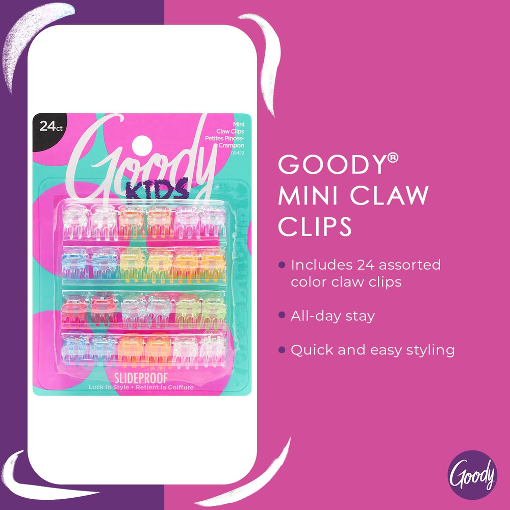 Classics Mini Claw Clips - 2 Count (Pack of 1), Assorted Colors - Great for Easi