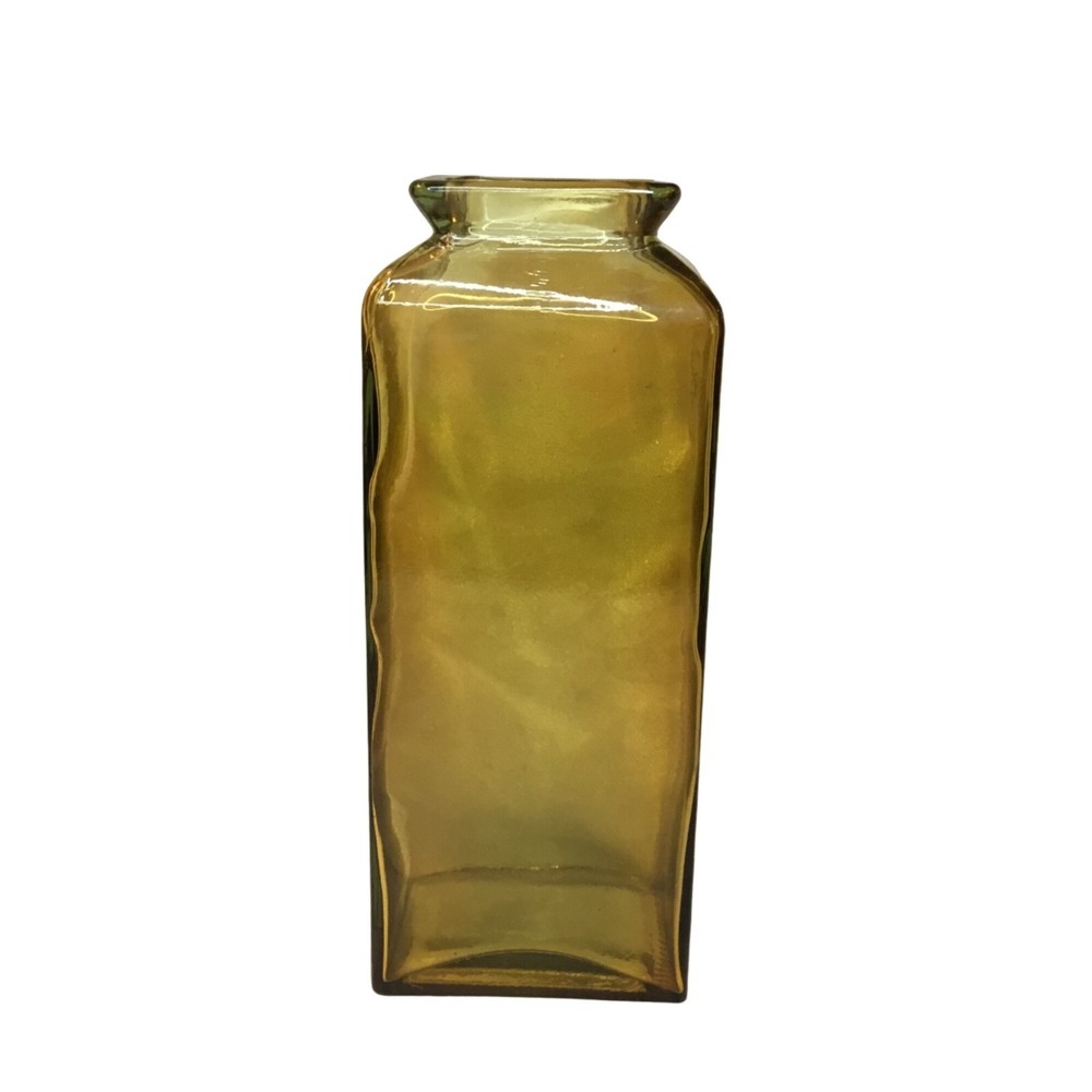 Heavy Gold Color Square Vase Unbranded