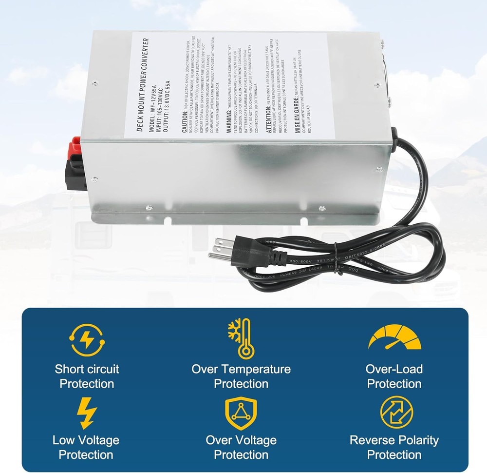 Converter 55 Amp Deck Power Converter Charger For RV Trailer Camper WF-9855 12V