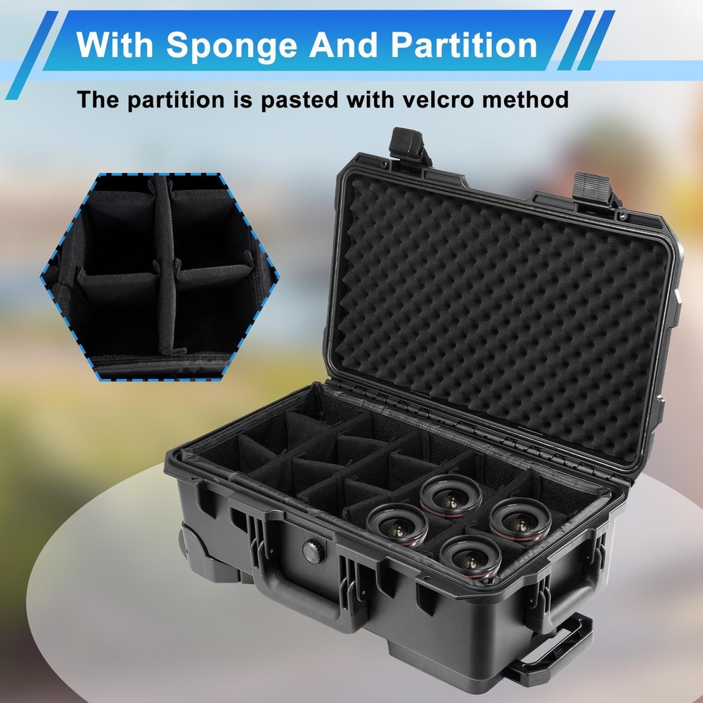 Waterproof Rolling Protective Case,Hard Compact Camera Case With Handle & Wheels