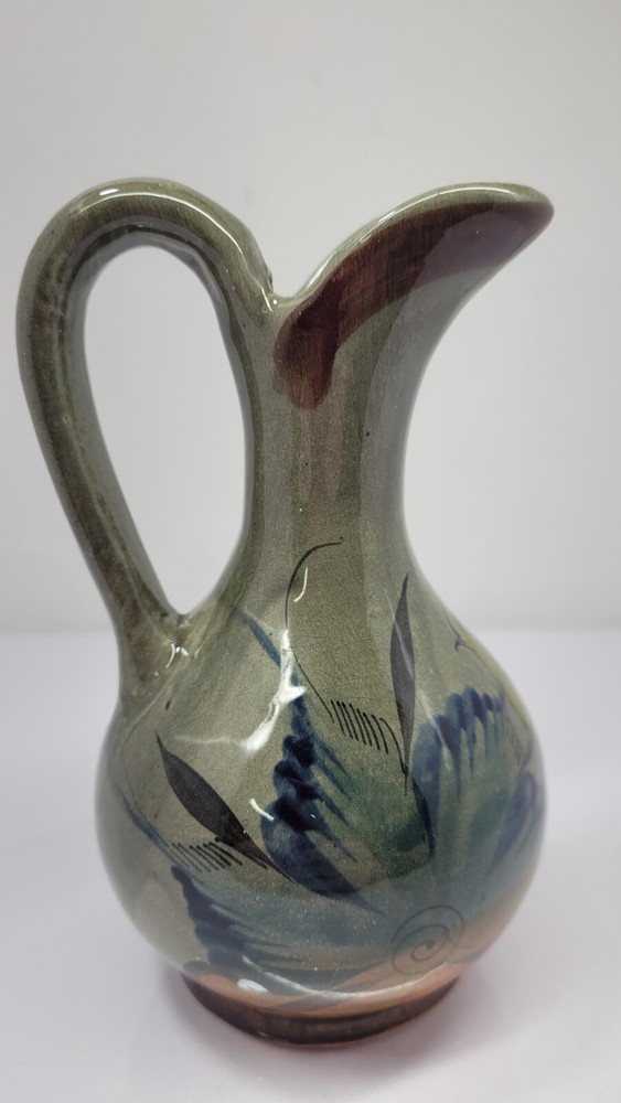 Vintage Tonola Style Mexican Water Pitcher Ceramic Multicolor