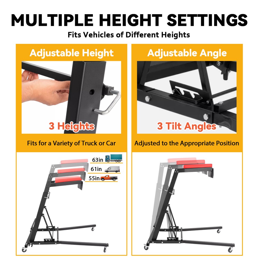 Foldable Topside Creeper Adjustable 48" - 66" Movable Ladder W/ 4 Wheels