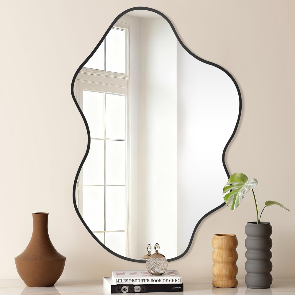 Black Clouds Irregular Wall Mirrors 24''x36'', Clouds Decorative Modern Mirro...
