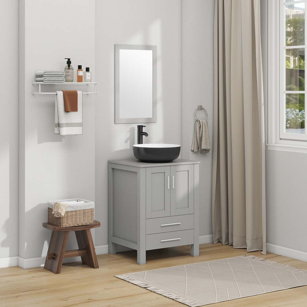 24'' Bathroom Vanity with Vessel Sink with Mirror