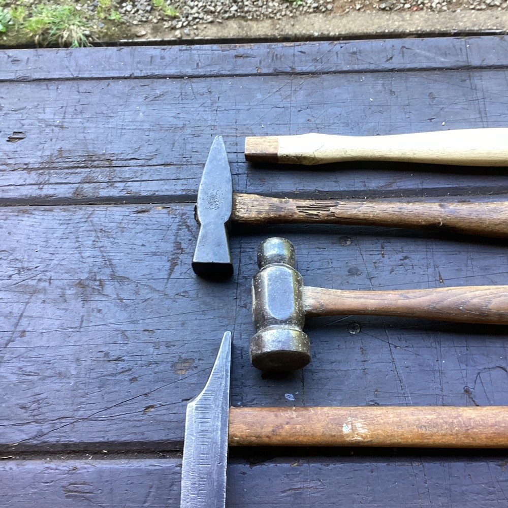 Group of three blacksmith forging & finishng hammers