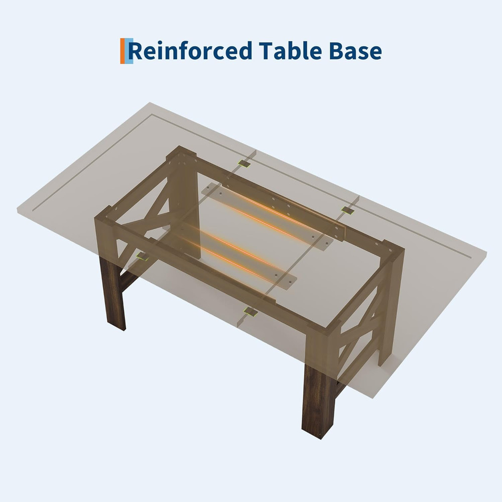 Rustic Gray Farmhouse Dining Table for 6-8, Sturdy 70.87" Rectangle