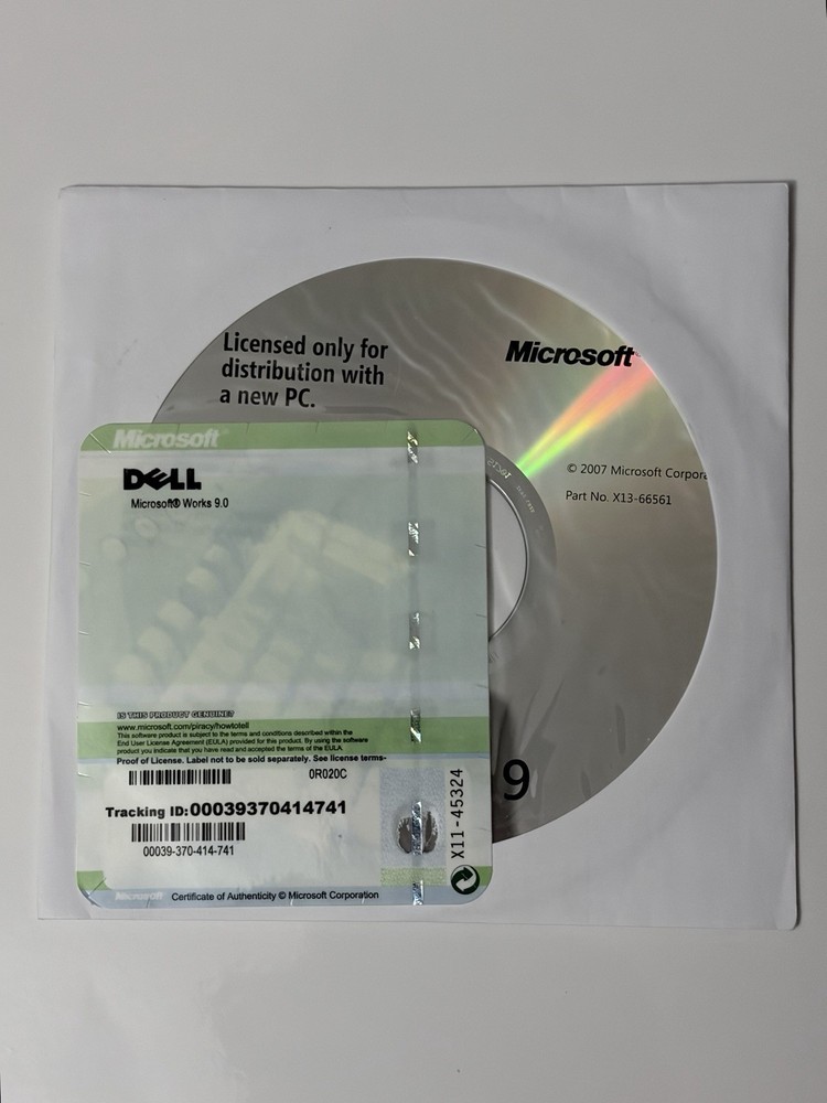 Microsoft WORKS 9 Software CD-ROM New PC Distribution Version X13-66561 (2007)