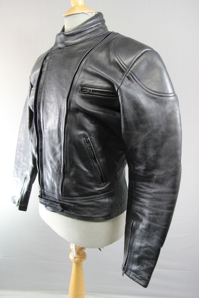 CLASSIC PRO LINE BLACK LEATHER BIKER JACKET 40 INCH