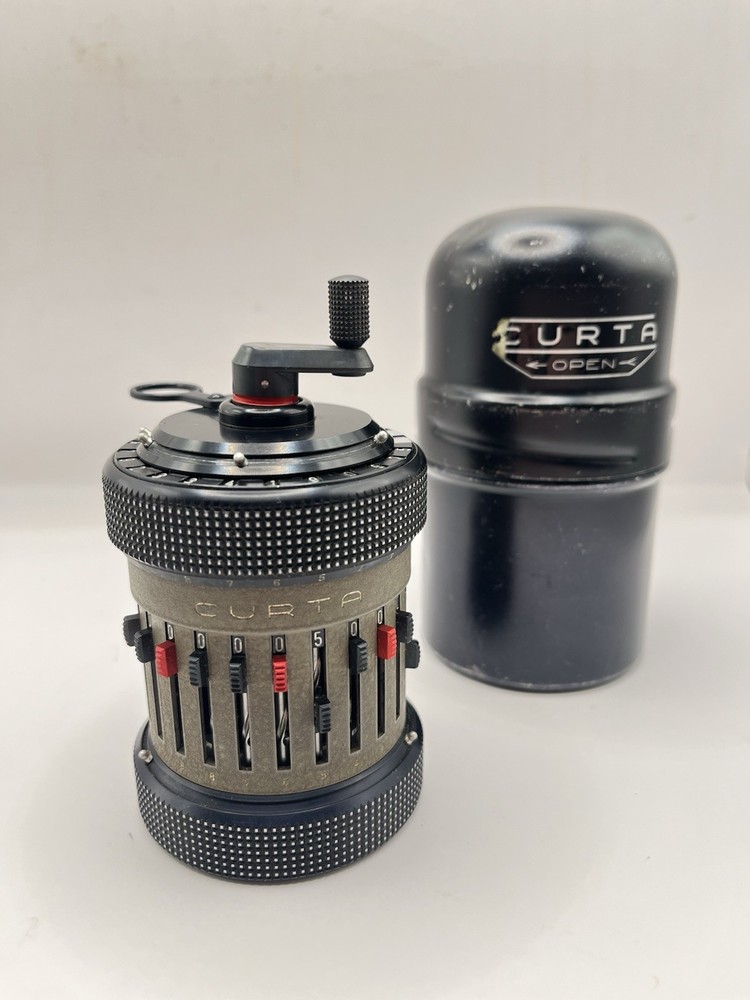 Curta Calculator Type II - Mechanical Curta Type 2 With Tin Case