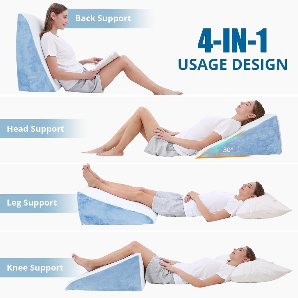 Wedge Pillow, 12" Memory Foam Bed Wedge Pillow