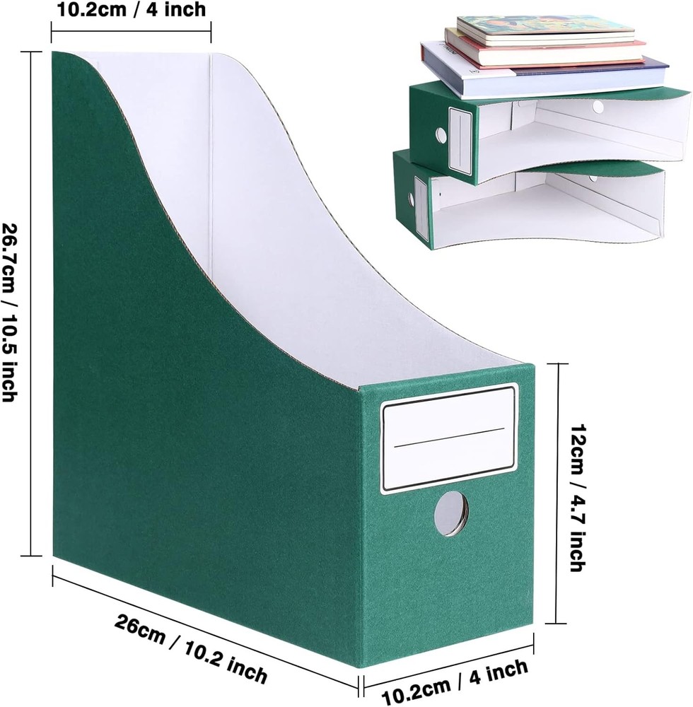 Magazine File Holder(6 Pack), Cardboard Holder,Document Green