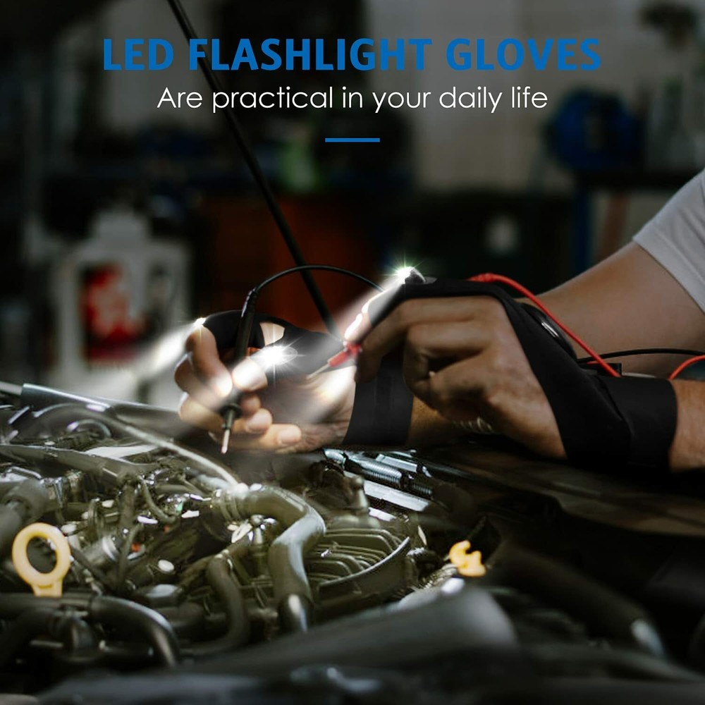 LED Flashlight Gloves, Tactical Fingerless 2 Pair