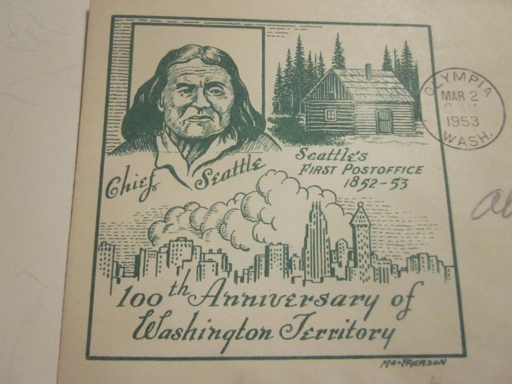 US COVER WASHINGTONS TERRITORY FDC SCOTT 1019 MACPHERSON CACHET RARE