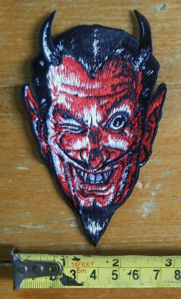 Demon SATAN Horned Wicked Red Devil Embroidered Iron On Patch