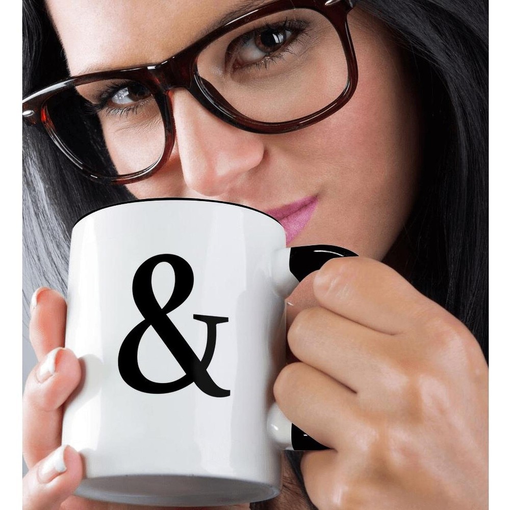 3dRose Ampersand Mug, 11 oz, Black