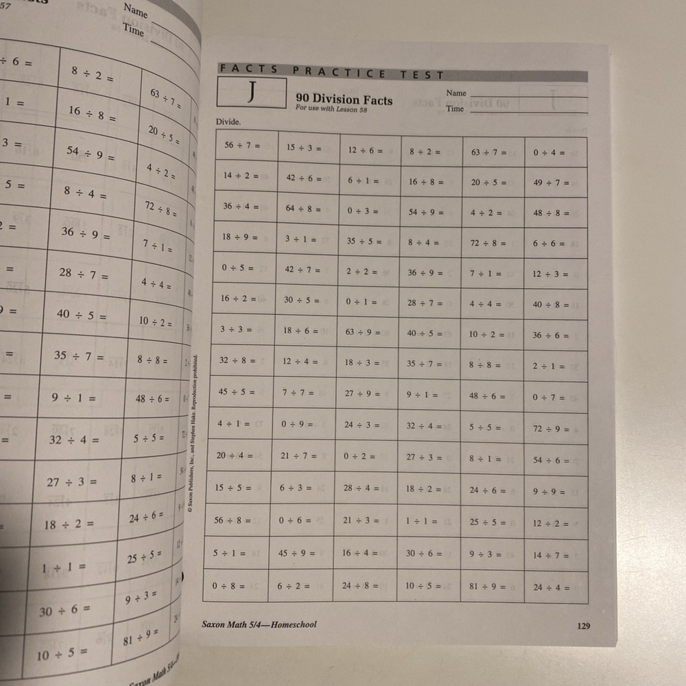 Saxon Math 5/4 : Tests and Worksheets Stephen, Saxon, No Writing