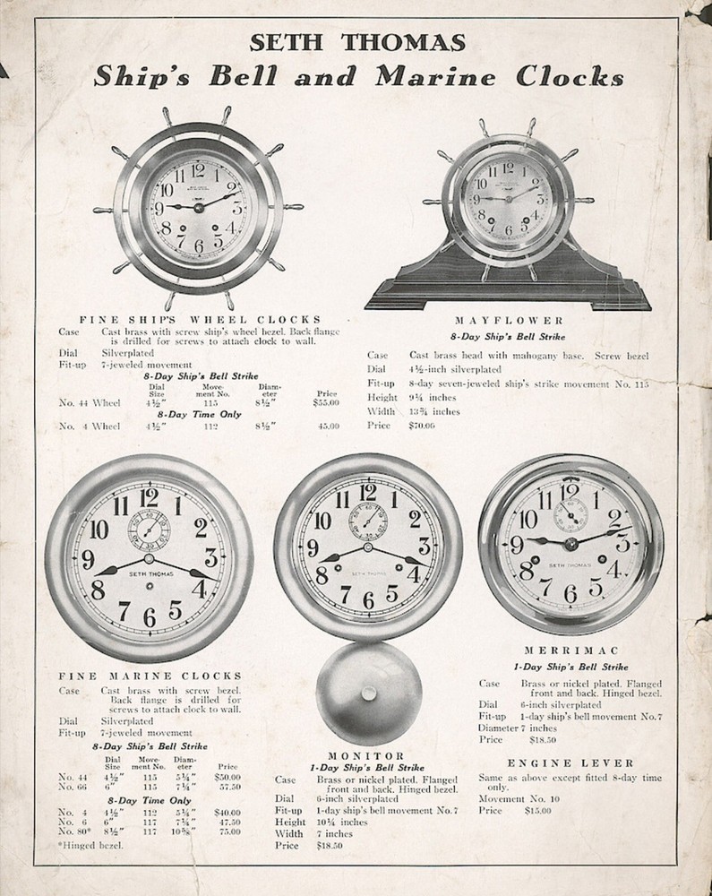 Vintage Seth Thomas Ships Clock With Scratched Face Runs Great