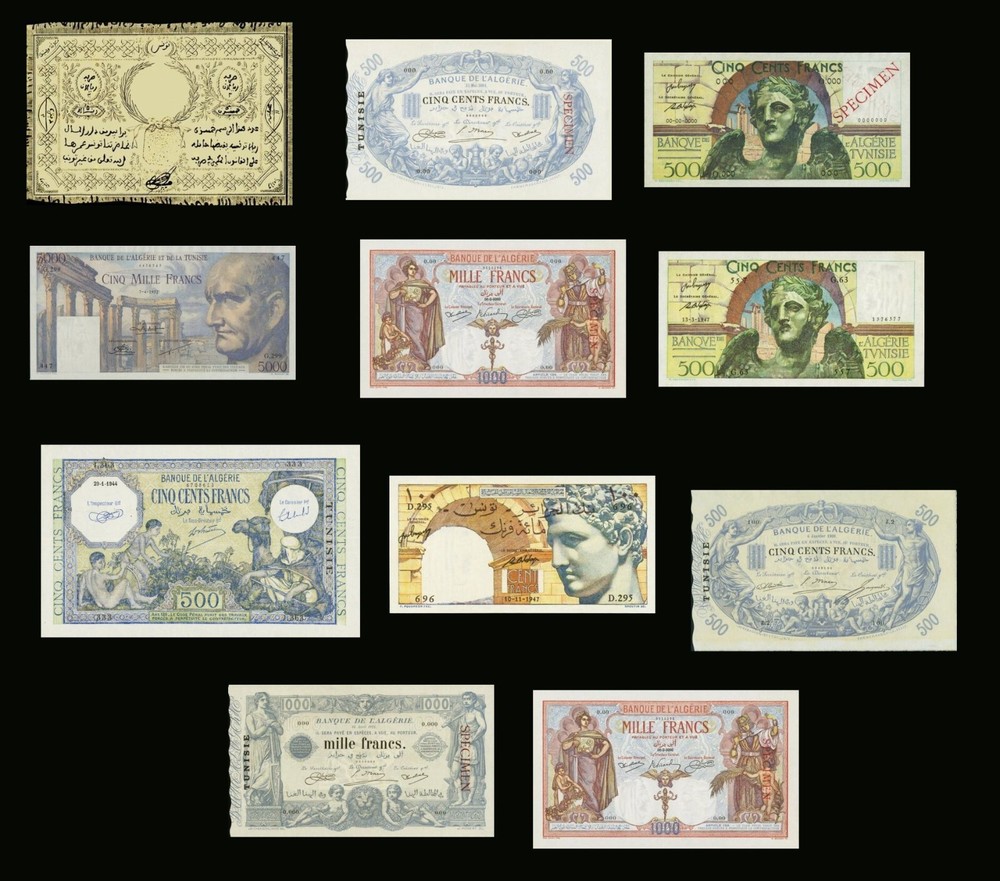 371) 11 BANKNOTE LOT Francs Algeria Tunisia - Read Description