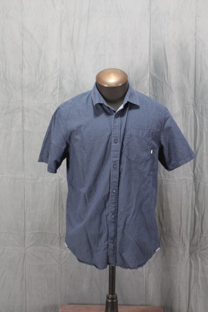 Button Down Shirt - Vans Blue and White Dot Pattern - Men's Medium