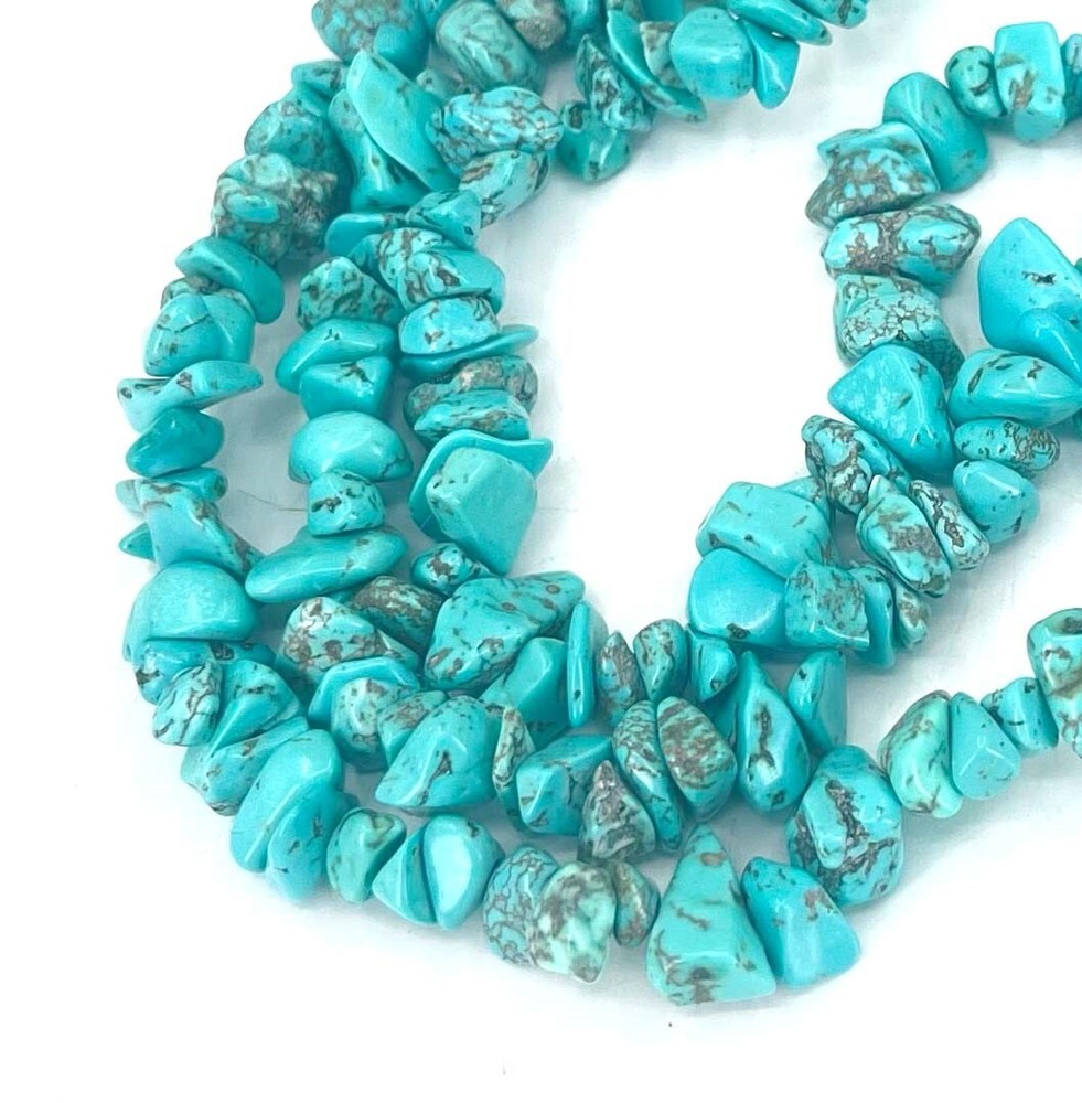 Blue Turquoise Nugget Chip Beads 16"