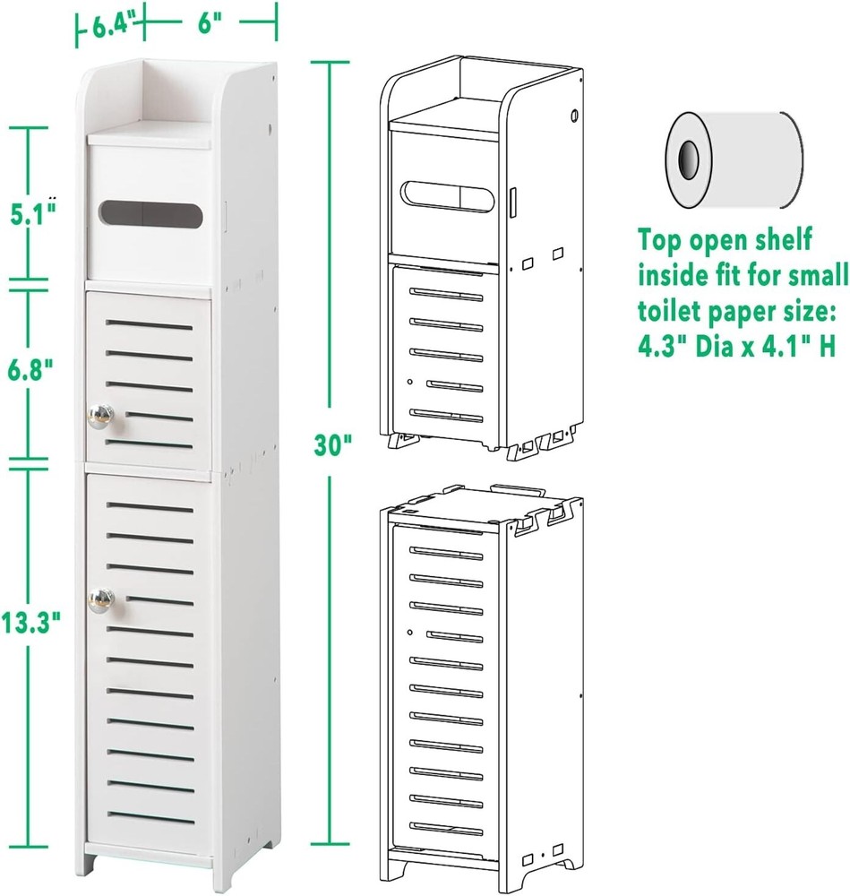 Versatile White Bathroom Storage Cabinet with 2 Doors - Ideal for Small Spaces