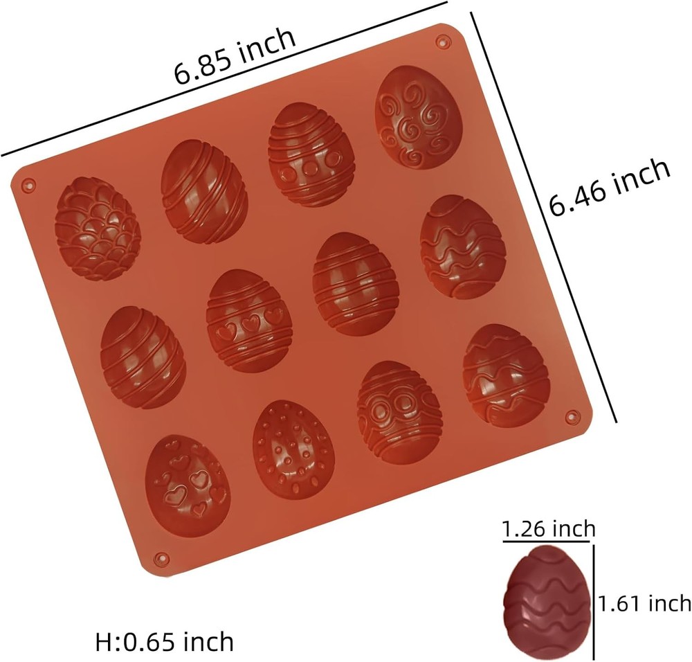 Easter Egg Chocolate Molds 3pcs Silicone Easter Candy Molds 12 Design Egg Candy