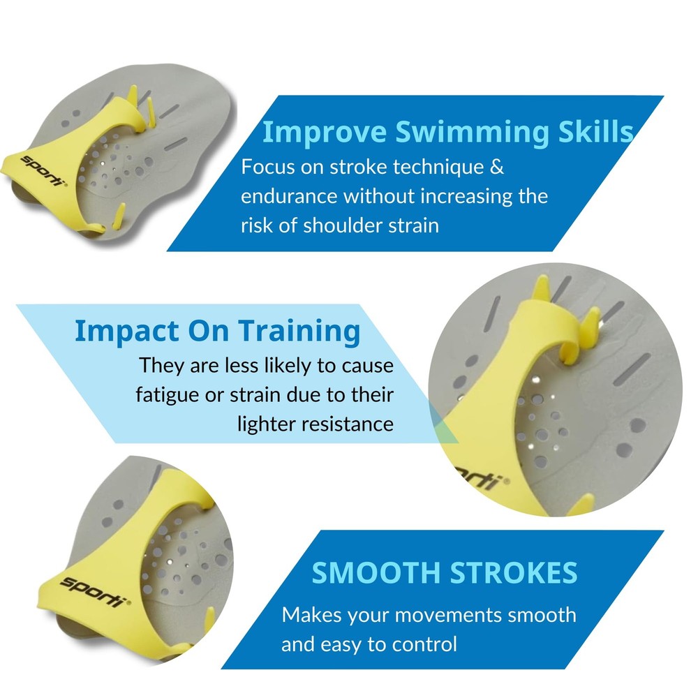 Sporti Swim Paddles (Medium) Medium, Grey