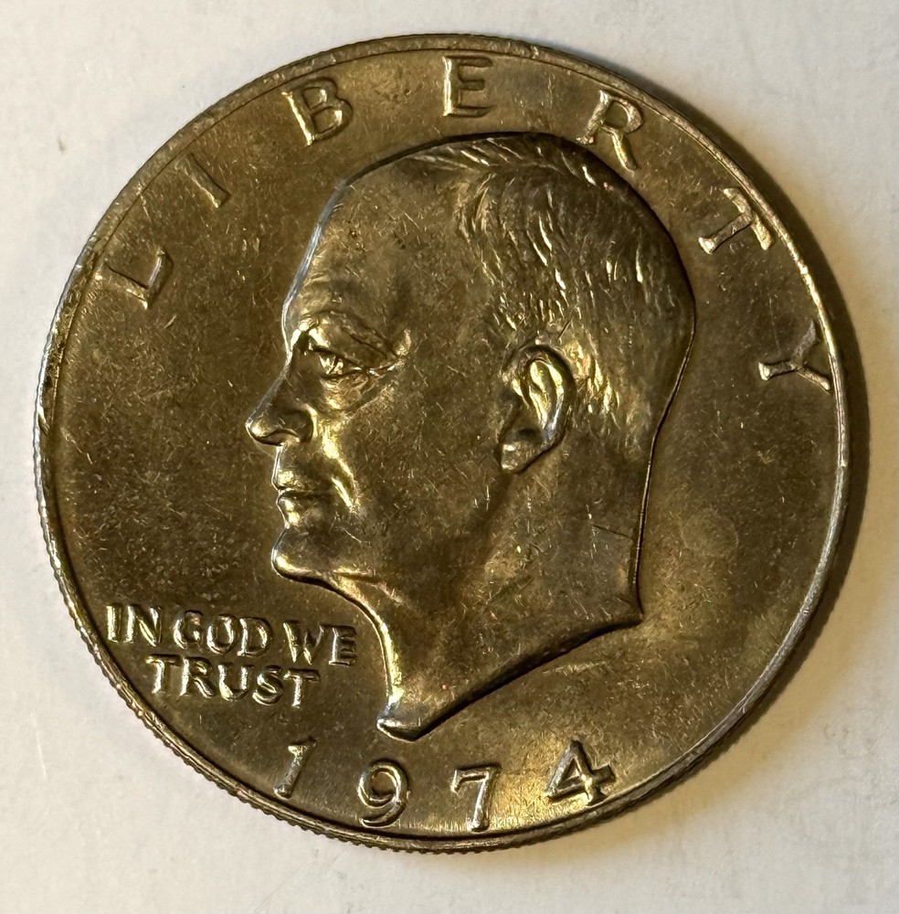 One 1974 Eisenhower Silver Dollar with No Mint Mark, Circulated and Uncertified