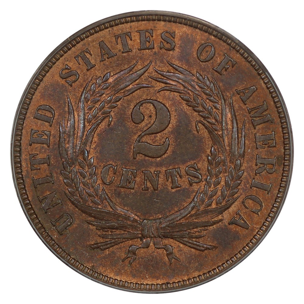 1869 2C PCGS MS64RB - Two Cent - Slightly Better Date