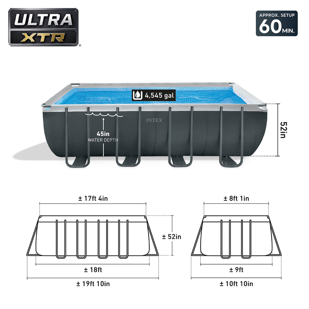Intex Ultra 18' x 9' x 52" XTR Rectangular Pool Set w/Pump Filter (Open Box)