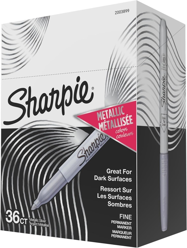 Metallic Permanent Markers, Fine Point, Metallic Silver, 36 Count