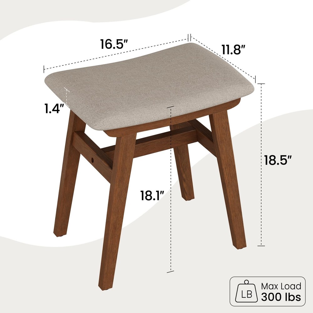 Solid Wood Small Vanity Stool Chair, Makeup Stools for Vanity Desk, Bathroom ...