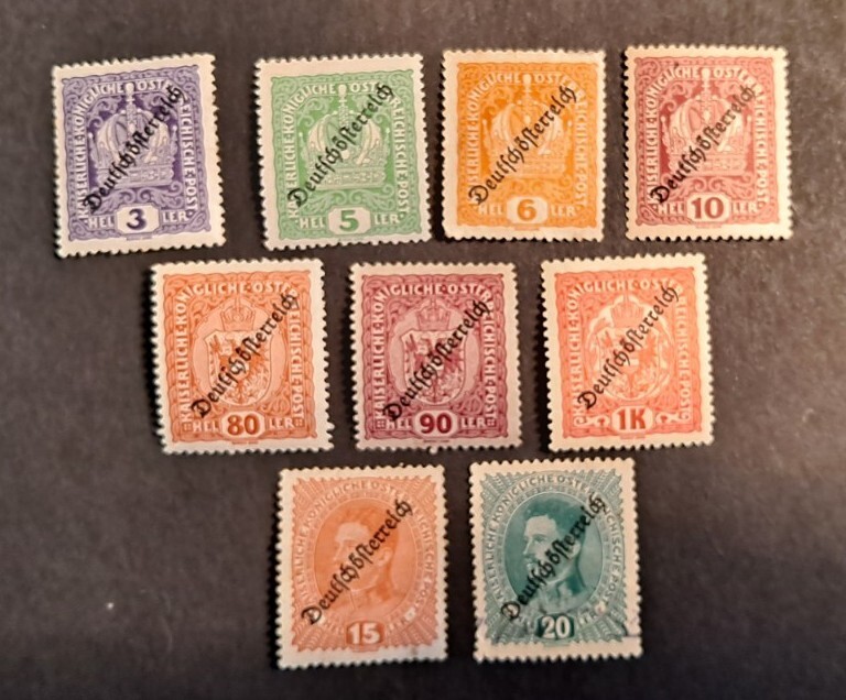 German Austria First Stamps Overprinted Deutscheosterreich