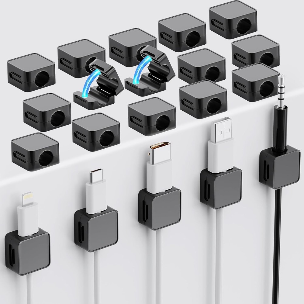 Magnetic Cord Organizer Holder, Adjustable Cable Clips, Strong Adhesive