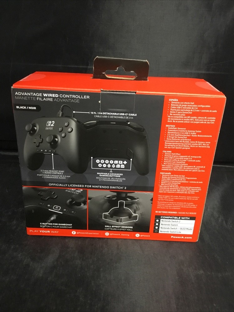 Genuine PowerA Advantage Wired Controller for Nintendo Switch 2 - Black NEW