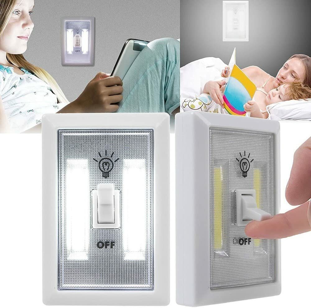 2 PACK COB LED Night Light, 200 Lumen Emergency Switch Cordless