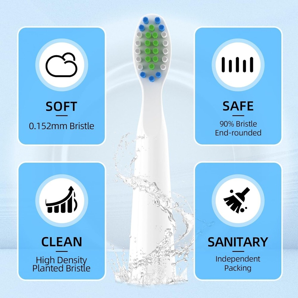 10-Pack Bitvae D2 Electric Toothbrush Replacement Heads - White & Sanitary Pack