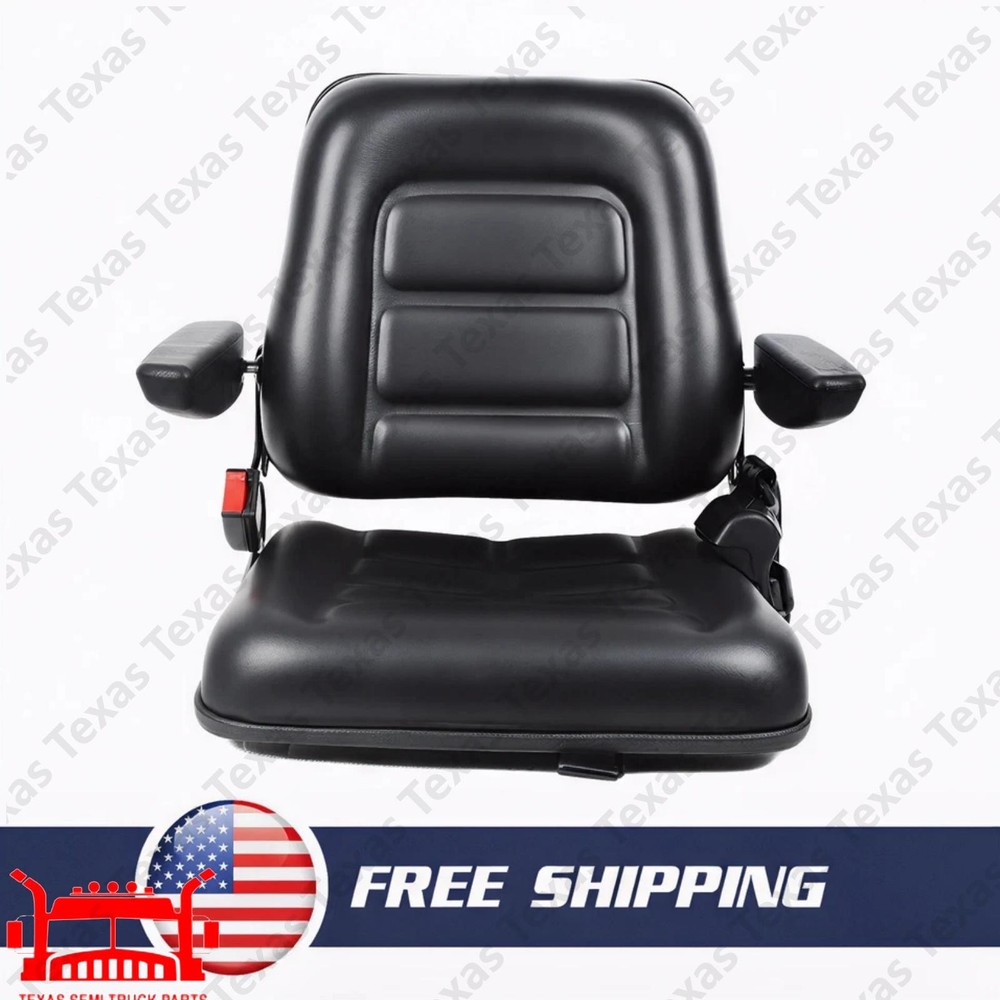 Tractor Forklift Seat Excavator Universal Adjustable Backrest Armrest Safty Belt