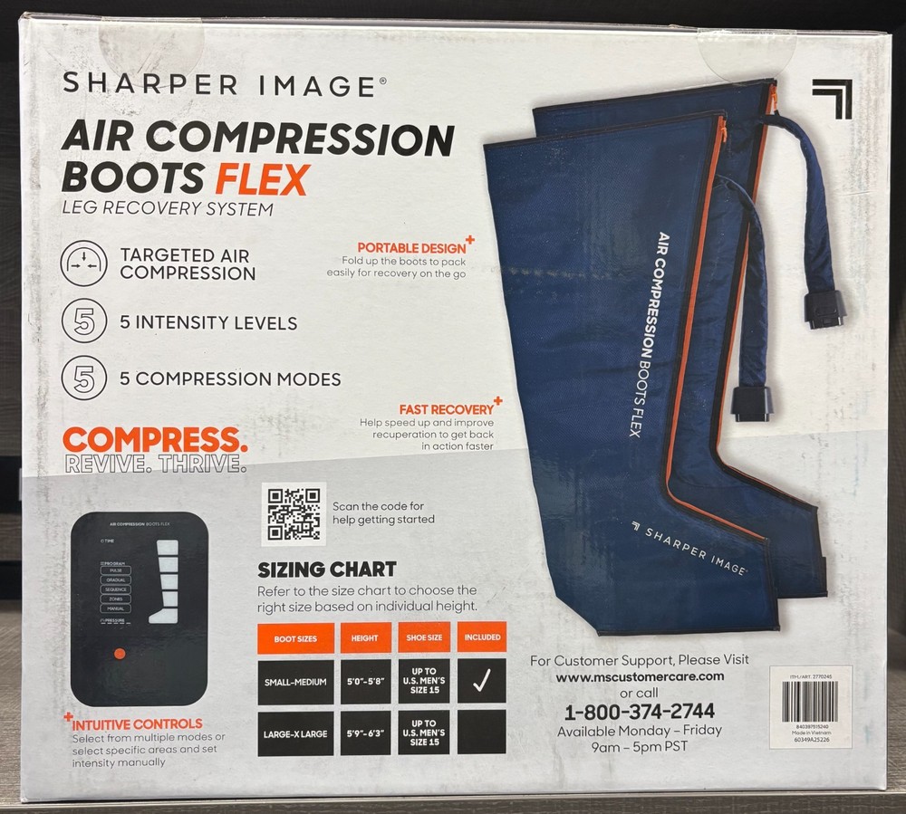 Sharper Image Air Compression Boots Flex Leg Recovery System - Multiple Sizes!
