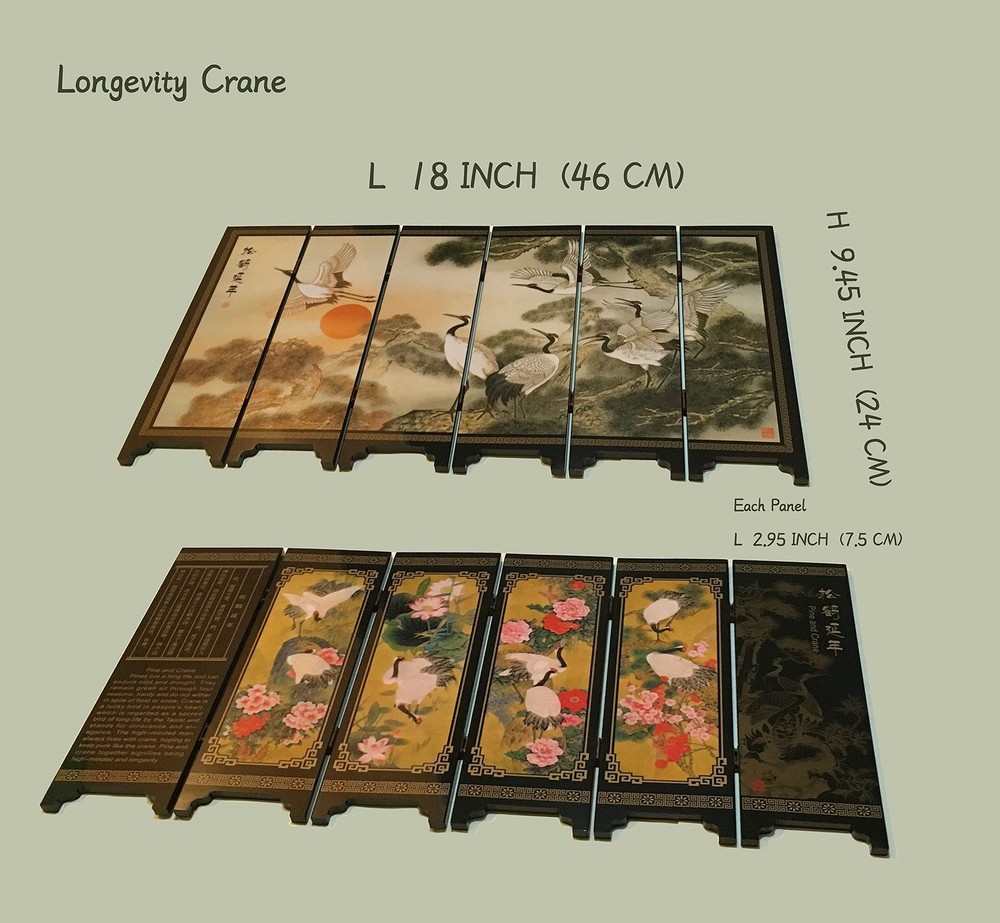 Decorations for The Home, 6 Panel Divider, Mini Folding Screen, Chinese Lacquerw