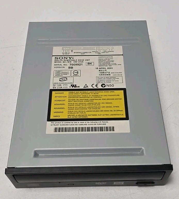 PC CD Drive SONY DW-U10A DVD CD Rewritable Untested